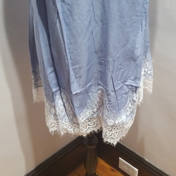 *S left* Blue Lace Accent Swing Tunic Dress - Picture 7 of 8
